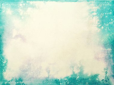 Eski bej kağıdın dokusu, buruşuk arka plan. Turkuaz, mavi çerçeve ve kenarı olan klasik beyaz grunge yüzey arkaplanı. Eskrim retro kartonu ve vignette yapısı.
