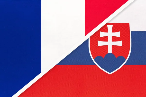 프랑스 공화국 프랑스 슬로바키아는 직물로 국기의 상징입니다 유로파 국가간의 파트너십 — 스톡 사진