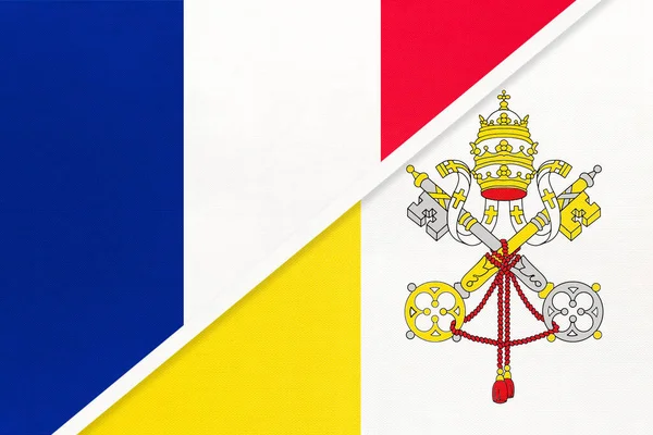 Francia Köztársaság Vagy Franciaország Vatikánváros Textilből Készült Nemzeti Zászlók Szimbóluma — Stock Fotó