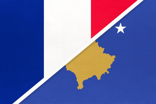 Francia Köztársaság Vagy Franciaország Koszovó Textilből Készült Nemzeti Zászlók Szimbóluma — Stock Fotó