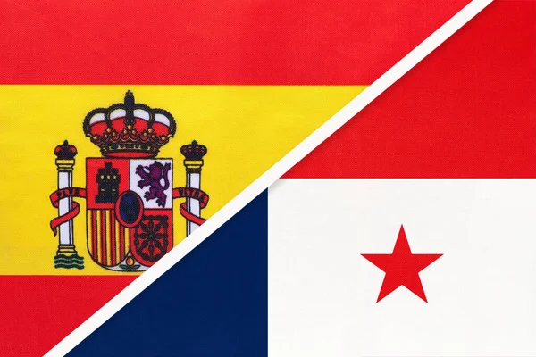 España Panamá Símbolo Dos Banderas Nacionales Textil Relación Asociación Campeonato — Foto de Stock