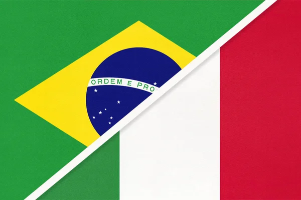 Republic of Brazil and Italy or Italian Republic, symbol of two national flags from textile. Relationship, partnership and championship between European and American countries.