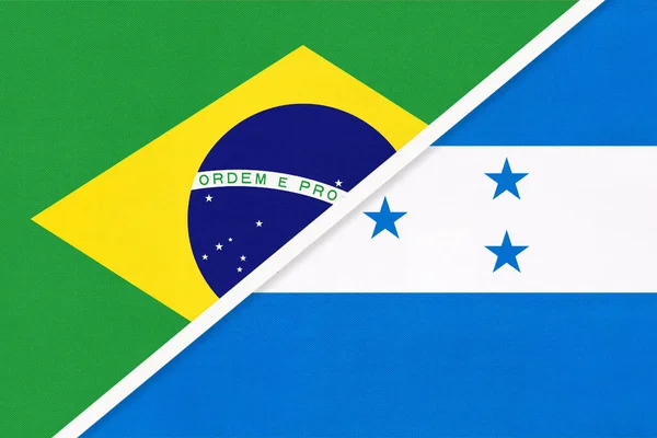 Brazil Köztársaság Honduras Textilből Készült Nemzeti Zászlók Szimbóluma Kapcsolat Partnerség — Stock Fotó
