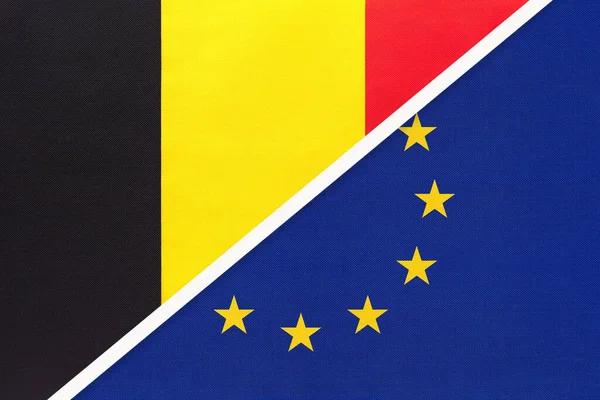 Belgium European Union Symbol National Flags Textile Relationship Partnership Championship — Stock fotografie