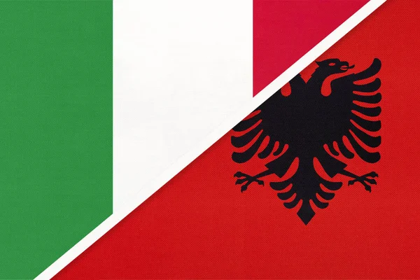 Włochy Lub Republika Włoska Albania Symbol Flagi Narodowej Tekstyliów Stosunki — Zdjęcie stockowe