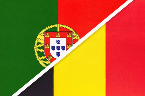 Portugal República Portuguesa Bélgica Símbolo Das Bandeiras Nacionais Têxteis Relação — Fotografia de Stock