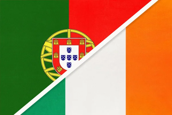 Portugal Oder Portugiesische Republik Und Irland Symbol Der Nationalflaggen Aus — Stockfoto