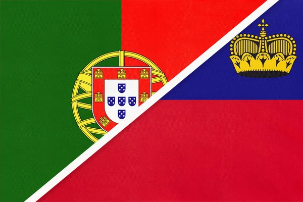 Portugal Oder Portugiesische Republik Und Liechtenstein Symbol Der Nationalflaggen Aus — Stockfoto