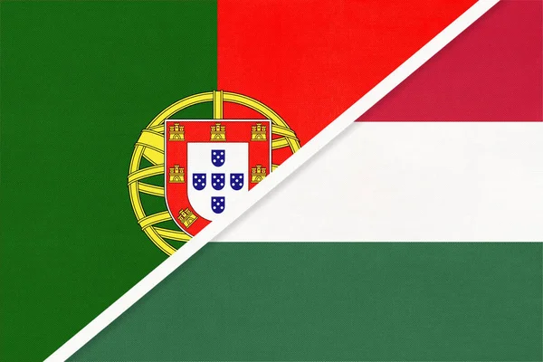 Portugal Oder Portugiesische Republik Und Ungarn Symbol Der Nationalflaggen Aus — Stockfoto