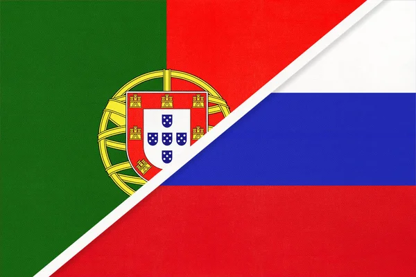 Portogallo Repubblica Portoghese Russia Federazione Russa Simbolo Delle Bandiere Nazionali — Foto Stock