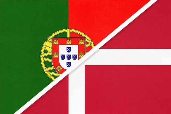 Portugal Oder Portugiesische Republik Und Dänemark Symbol Der Nationalflaggen Aus — Stockfoto