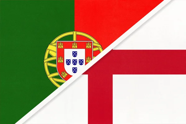 Portugal República Portuguesa Inglaterra Símbolo Das Bandeiras Nacionais Têxteis Relação — Fotografia de Stock