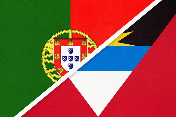 Portugal República Portuguesa Antígua Barbuda Símbolo Duas Bandeiras Nacionais Têxteis — Fotografia de Stock