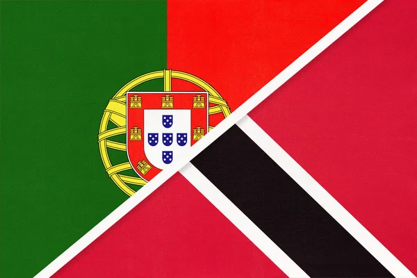 포르투갈 포르투갈 공화국 트리니다드 토바고는 직물로 국기의 상징이다 사이의 파트너십 — 스톡 사진