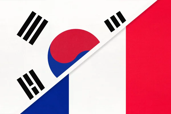 Coreia Sul Rok França República Francesa Símbolo Duas Bandeiras Nacionais — Fotografia de Stock