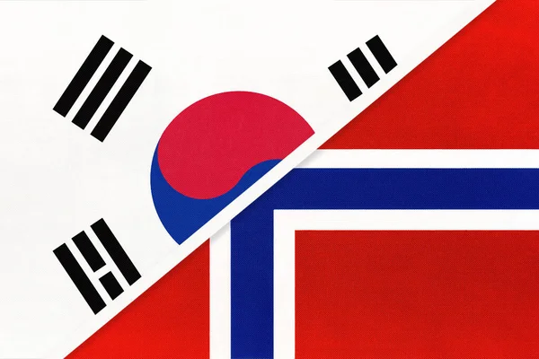 Corea Del Sur Corea Del Sur Noruega Símbolo Dos Banderas —  Fotos de Stock