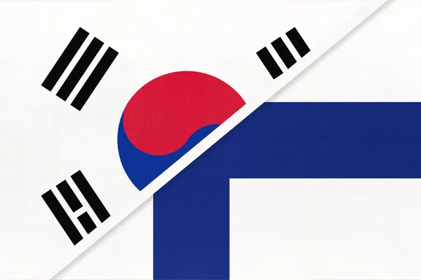 Corea Del Sur Corea Del Sur Finlandia Símbolo Dos Banderas —  Fotos de Stock
