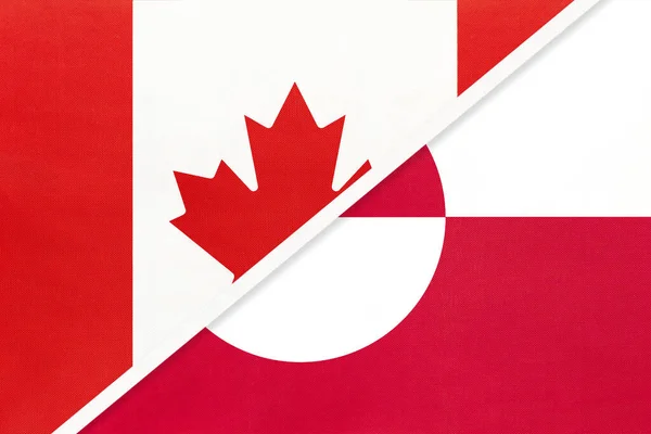 Canada Groenland Symbool Van Nationale Vlaggen Van Textiel Relatie Partnerschap — Stockfoto