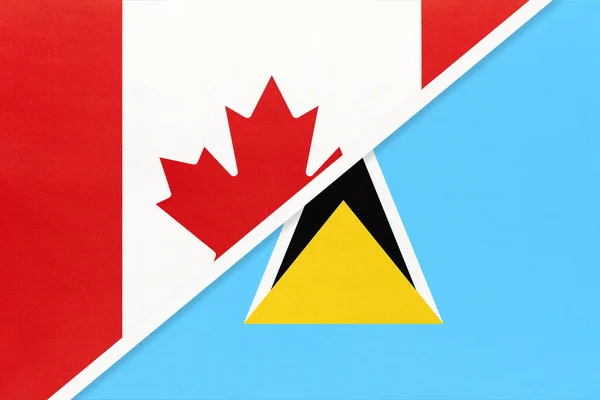 Canada Saint Lucia Symbool Van Nationale Vlaggen Uit Textiel Relatie — Stockfoto