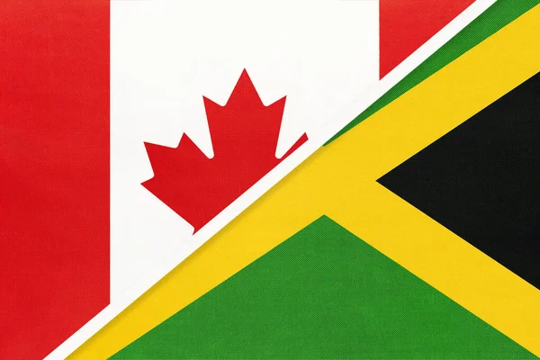 Canada Jamaica Symbool Van Nationale Vlaggen Uit Textiel Relatie Partnerschap — Stockfoto