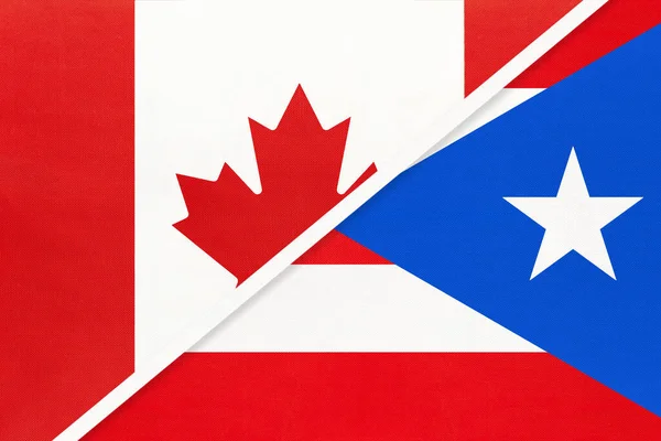 Canada Puerto Rico Symbool Van Nationale Vlaggen Van Textiel Relatie — Stockfoto