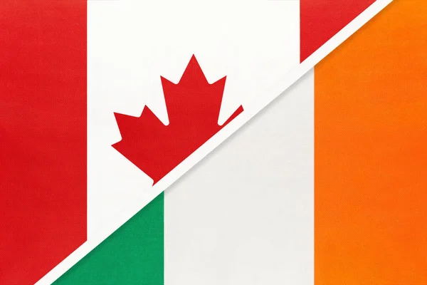 Canada Ierland Symbool Van Twee Nationale Vlaggen Van Textiel Relatie — Stockfoto