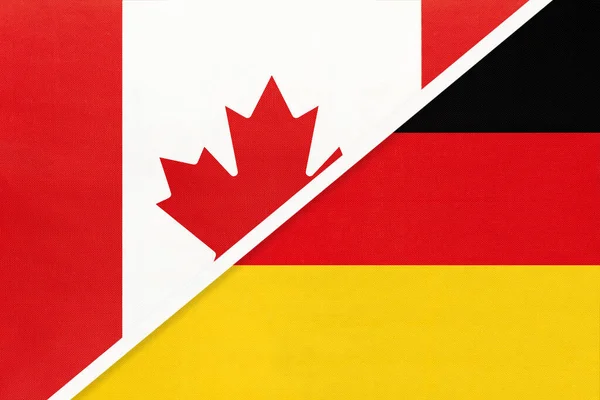 Canada Duitsland Symbool Van Twee Nationale Vlaggen Van Textiel Relatie — Stockfoto