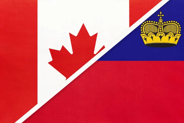 Canada Liechtenstein Simbolo Due Bandiere Nazionali Del Settore Tessile Rapporti — Foto Stock