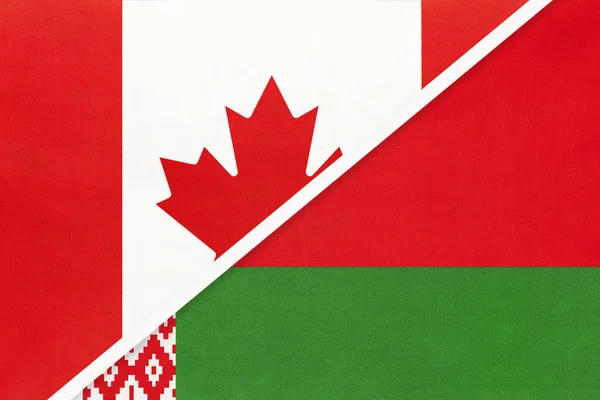 Kanada Belarus Tekstilden Gelen Iki Ulusal Bayrağın Sembolü Avrupa Amerika — Stok fotoğraf