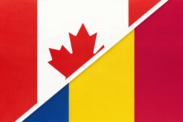 Canada Roemenië Symbool Van Twee Nationale Vlaggen Van Textiel Relatie — Stockfoto