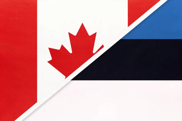 Kanada Und Estland Symbol Zweier Nationalflaggen Aus Textil Beziehungen Partnerschaft — Stockfoto