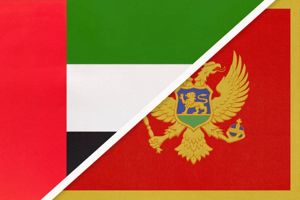 Emirati Arabi Uniti Emirati Arabi Uniti Montenegro Simbolo Due Bandiere — Foto Stock