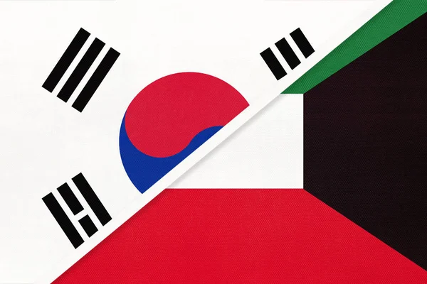 Corea Del Sur Corea Del Sur Kuwait Símbolo Banderas Nacionales —  Fotos de Stock