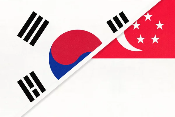 Coreia Sul Rok Singapura Símbolo Das Bandeiras Nacionais Têxteis Relacionamento — Fotografia de Stock