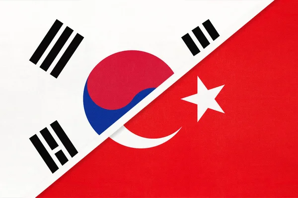 South Korea Rok Turkey Symbol National Flags Textile Relationship Partnership — Stock Photo, Image