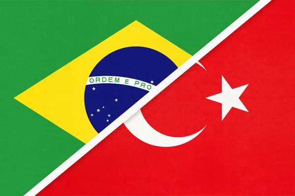 Республика Бразилия Турция Символ Двух Национальных Флагов Текстиля Отношения Партнерство — стоковое фото