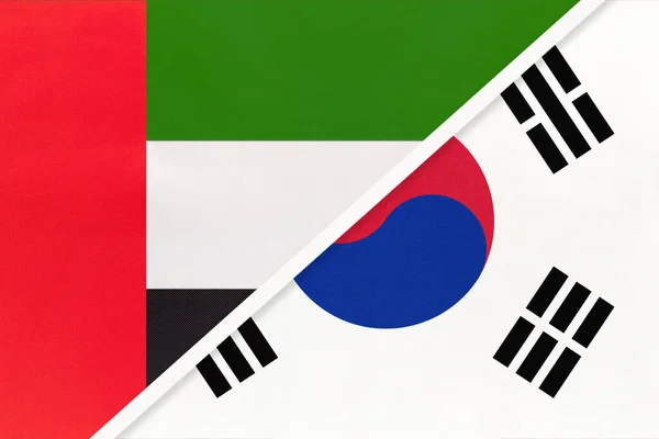 아랍에미리트 United Arab Emirates 아랍에미리트 Uae Rok 직물에서 나오는 국기의 — 스톡 사진