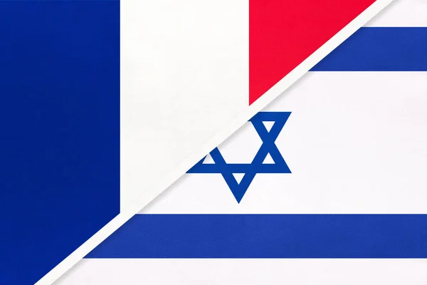 República Francesa França Israel Símbolo Duas Bandeiras Nacionais Têxteis Relação — Fotografia de Stock