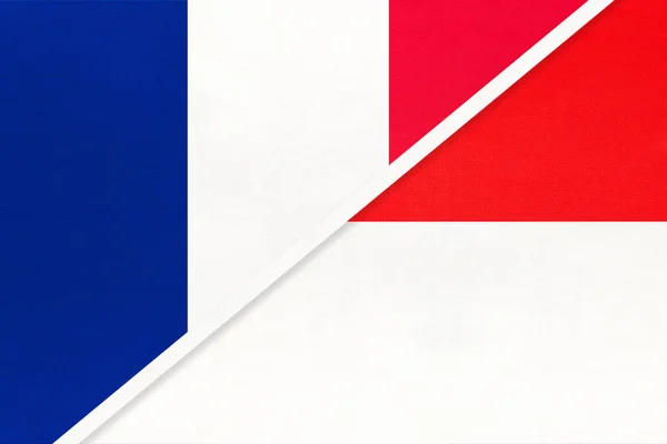 République Française France Indonésie Symbole Deux Drapeaux Nationaux Textile Relation — Photo