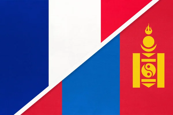 French Republic France Mongolia Symbol Two National Flags Textile Relationship — Stock Photo, Image