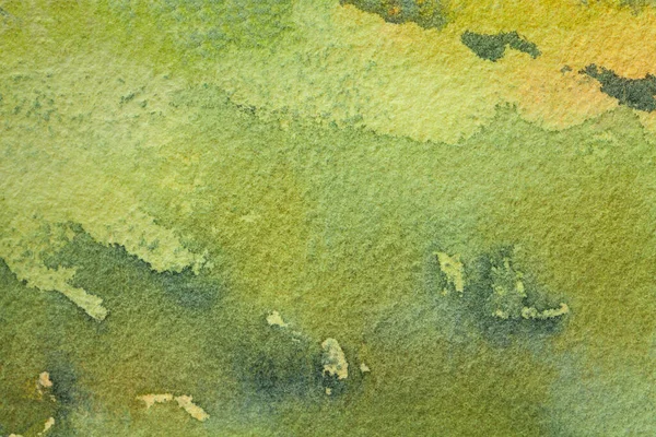 Абстрактный Фон Зеленого Оливкового Цветов Акварельная Живопись Холсте Желтыми Пятнами — стоковое фото