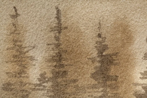 摘要艺术背景浅棕色 帆布上的水彩画呈米色 坡度柔和 纸上有森林图案的艺术品碎片 纹理背景 — 图库照片