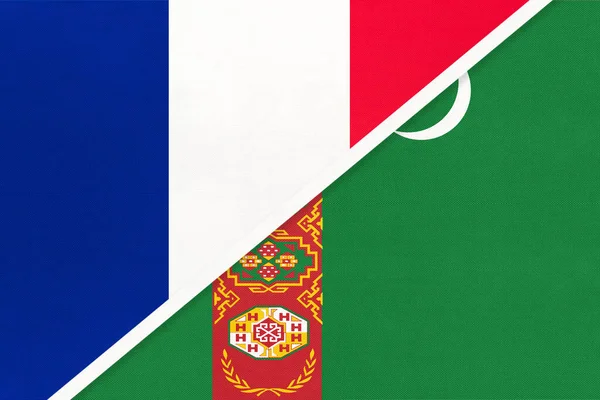 Francia Köztársaság Vagy Franciaország Türkmenisztán Vagy Türkmenia Textilből Készült Két — Stock Fotó