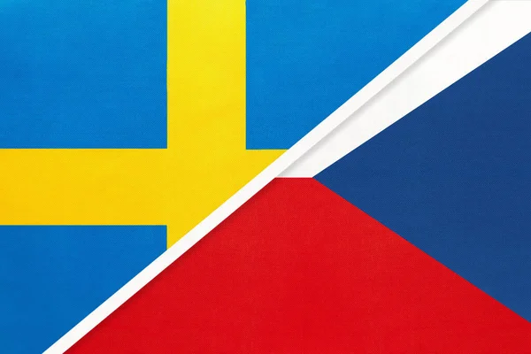Sveç Krallığı Çek Cumhuriyeti Veya Çek Cumhuriyeti Tekstil Ulusal Bayraklarının — Stok fotoğraf