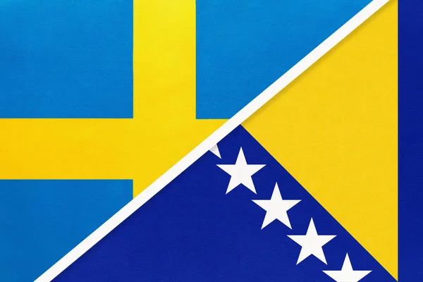 Švédské Království Bosna Hercegovina Symbol Národních Vlajek Textilu Vztah Partnerství — Stock fotografie