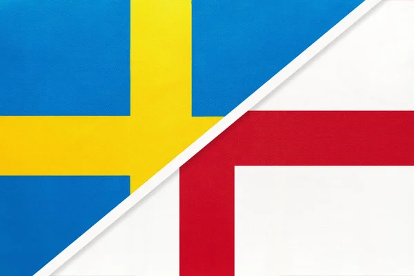 Königreich Schweden Und England Symbol Der Nationalflaggen Aus Textil Beziehung — Stockfoto