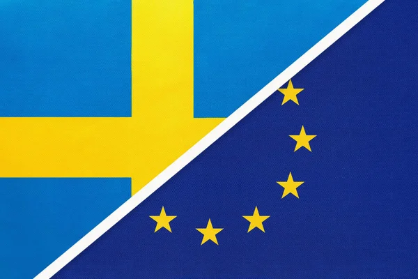 Sveç Krallığı Avrupa Birliği Veya Tekstil Ulusal Bayraklarının Sembolü Avrupa — Stok fotoğraf
