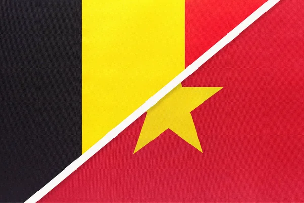 België Vietnam Symbool Van Twee Nationale Vlaggen Uit Textiel Relatie — Stockfoto