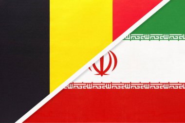 Belçika ve İran ya da İran, tekstil sektöründen iki ulusal bayrağın sembolü. Asya ve Avrupa ülkeleri arasındaki ilişki, ortaklık ve şampiyonluk.
