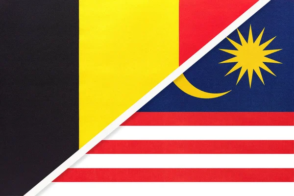 Belgium Malaysia Symbol Two National Flags Textile Relationship Partnership Championship — Stock Photo, Image